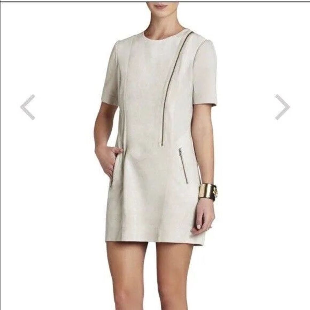 BCBGMaxAzria Cream Short Sleeve Mini Dress